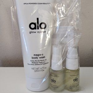 Alo Glow System Mega-C Body Wash + Head-to-Toe Glow Oil + Magnesium Reset Spray